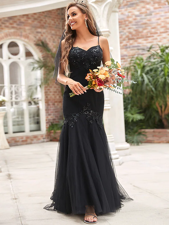 Luolandi Wedding Dresses V Neck Tulle Sequined Sleeveless Casual Sexy with Sequin